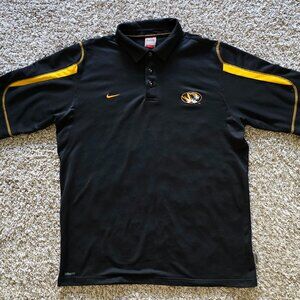 Nike Men’s Large Black & Gold Mizzou Polo Golf Shirt – University of Missouri Ti
